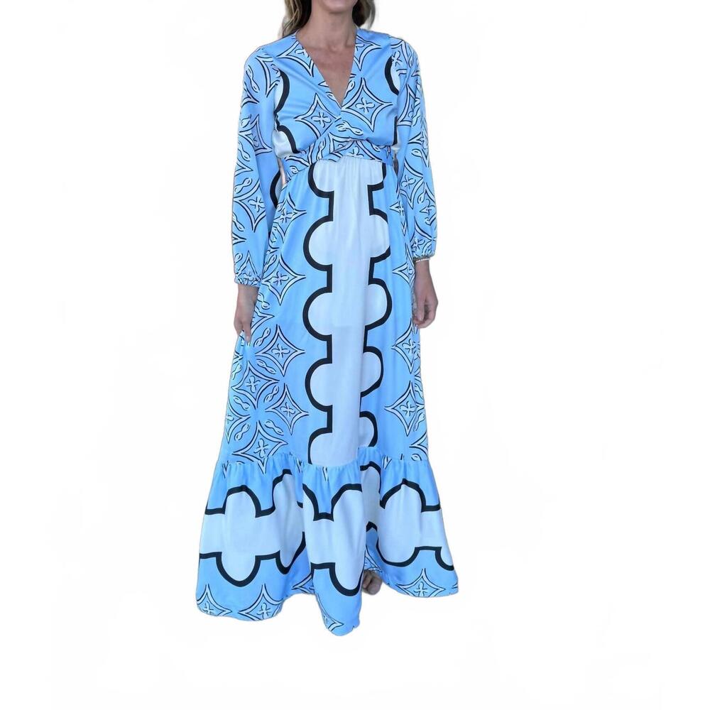 NEW LAVI eva maxi dress in ivory, black, baby blue